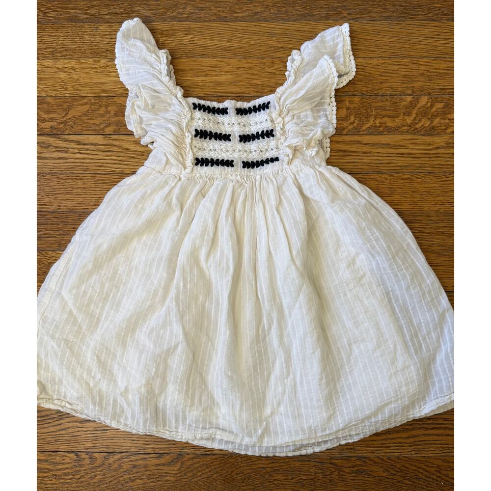 Mayoral Girls' Cream & Black Embroidered Dress Size 4